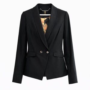 Ted Baker Wool Blazer Black Tailored Jacket Floral Lined Designer